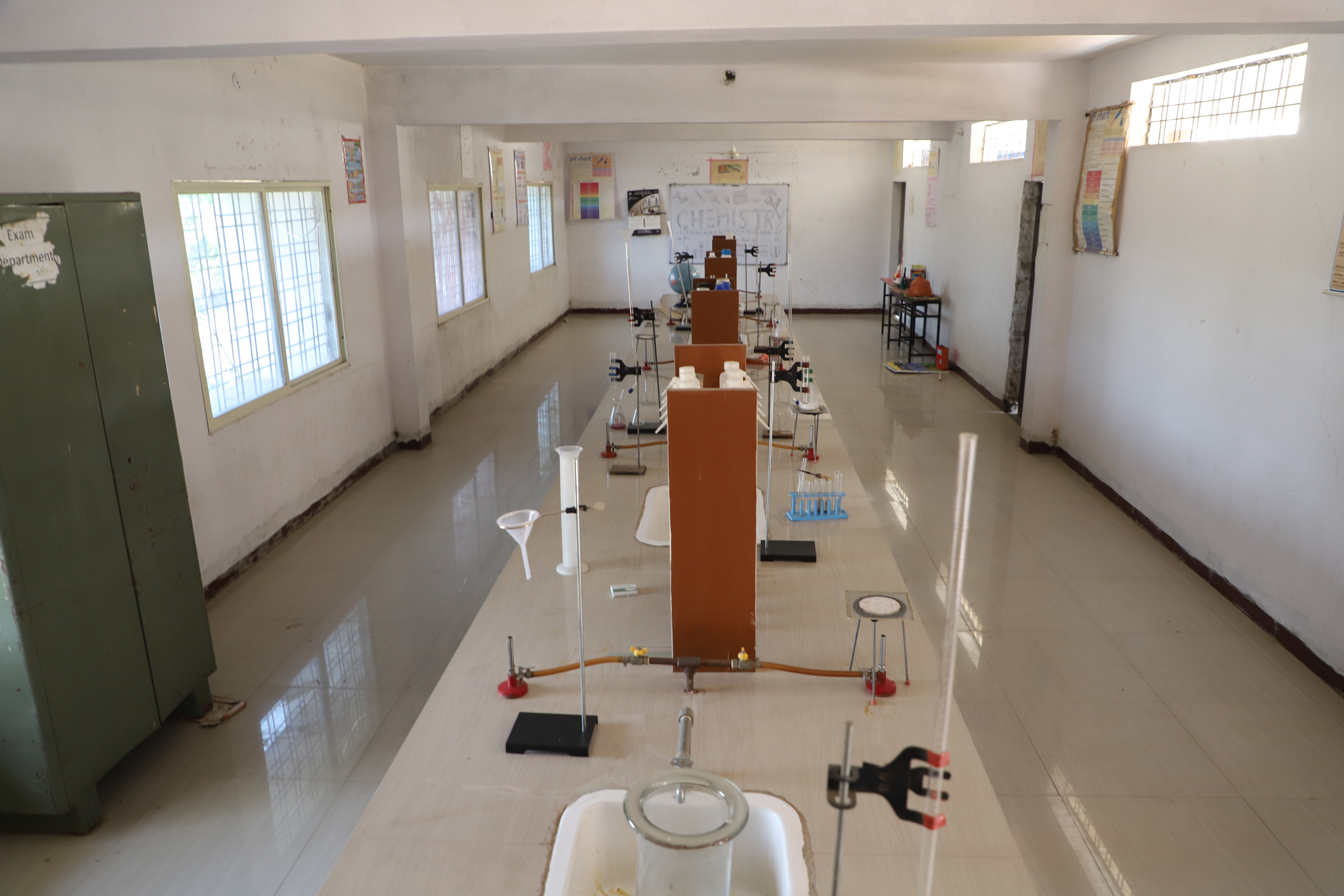 Modern science laboratory with advanced equipment and workstations